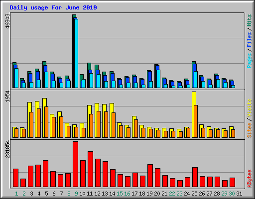 Daily usage for June 2019