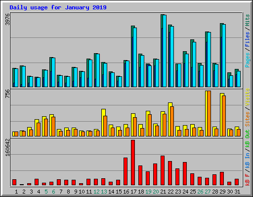 Daily usage for January 2019