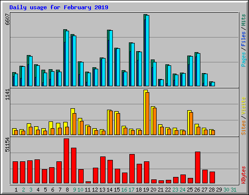 Daily usage for February 2019