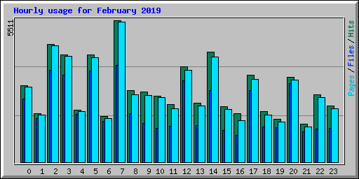 Hourly usage for February 2019